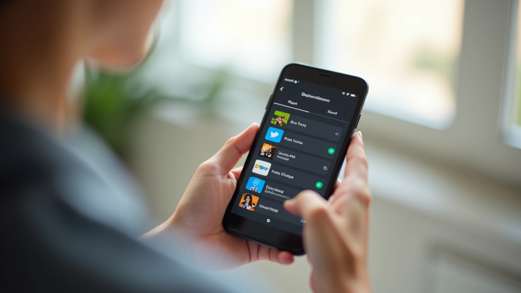 Personne tenant un téléphone avec des applications de streaming affichées sur l'écran