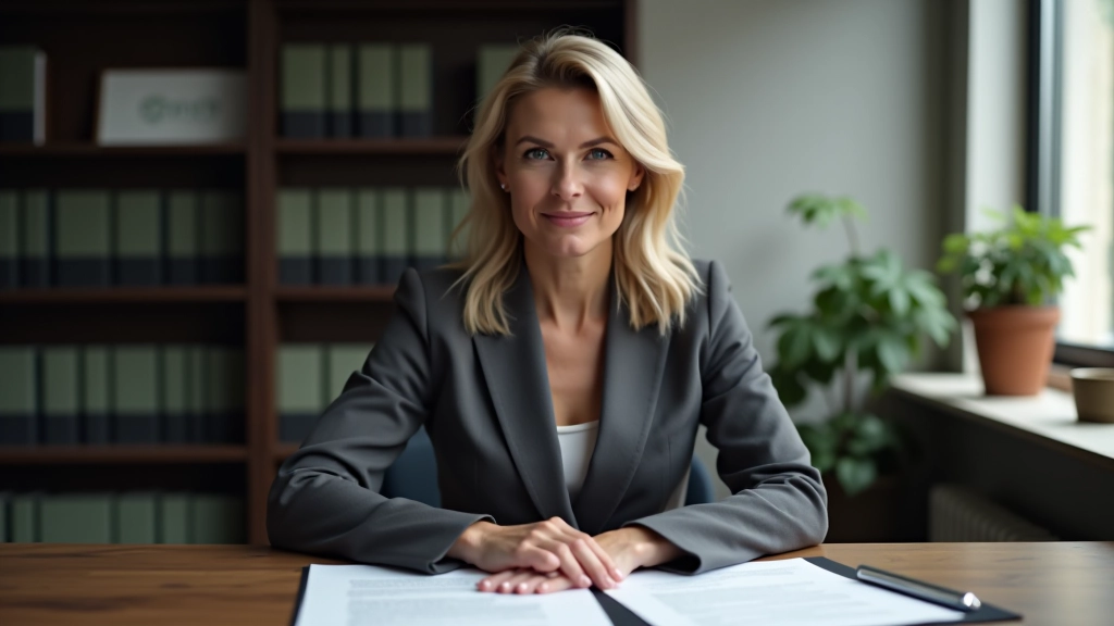 Avocate ou conseiller juridique travaillant sur des documents légaux à un bureau